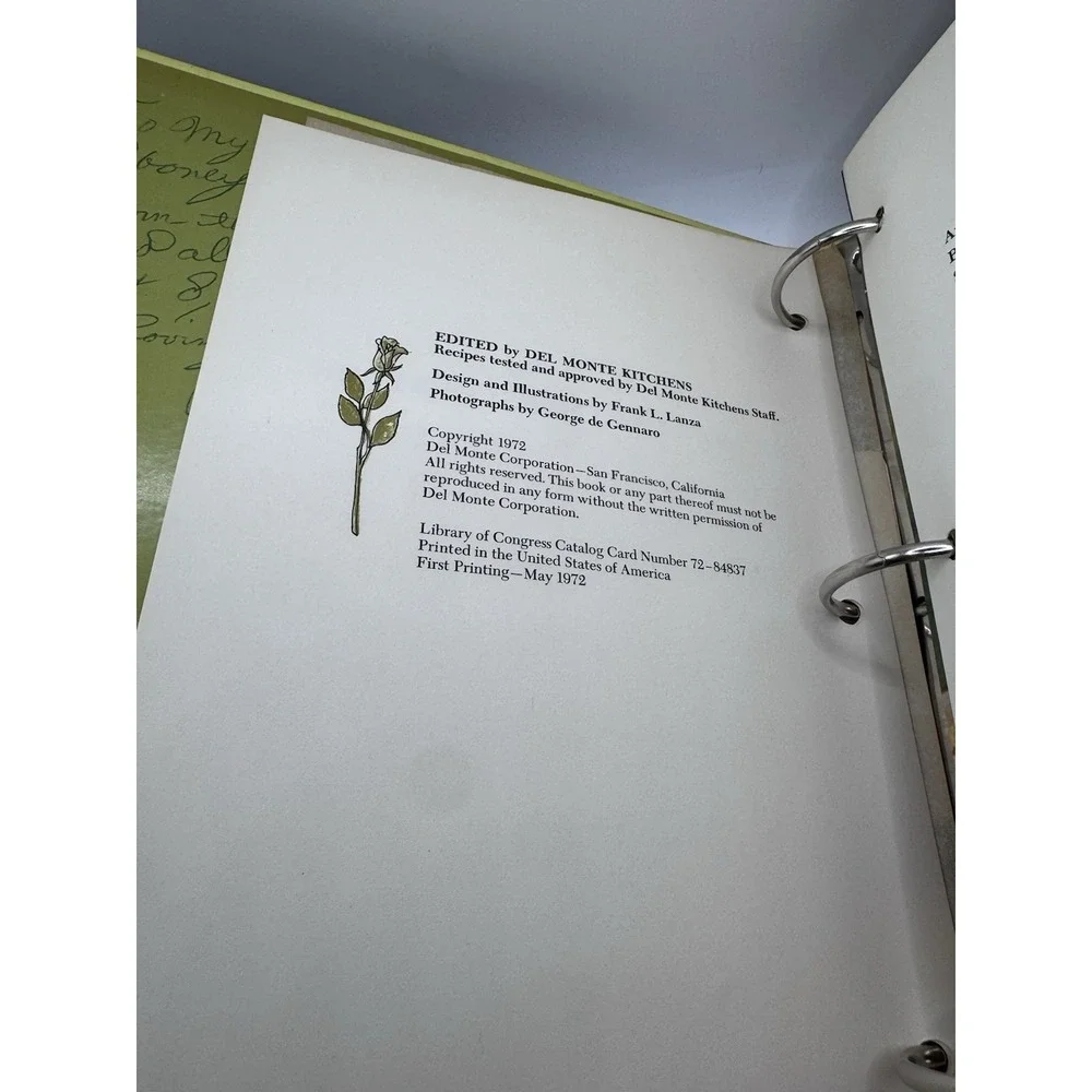 Vintage Del Monte Kitchens Cookbook, 1972 Binder Hardcover First Printing